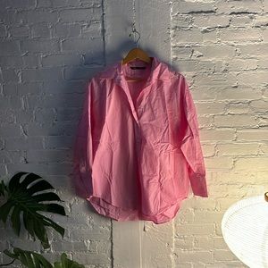 Oversized hot pink button up